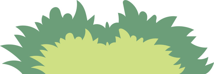 Flat cartoon bush with spiky leaves and layered green foliage illustration