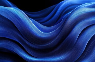 Obraz premium Abstract flowing blue fabric-like waves with smooth folds and soft lighting creating a sense of fluid movement and calmness
