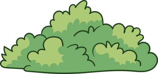 Cartoon green bush with layered rounded leaves illustration