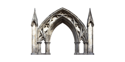 Gothic Architectural Archway With Ornate Details. Historical And Cultural Significance Isolated On Transparent Background