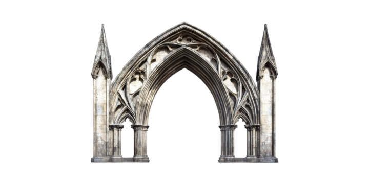 Gothic Architectural Archway With Ornate Details. Historical And Cultural Significance Isolated On Transparent Background