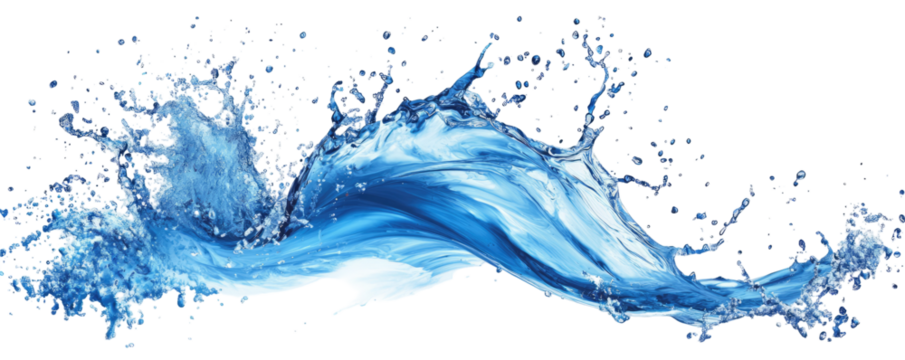 Ocean blue ink splash in air with wave ripple effect on transparent background - Powered by Adobe
