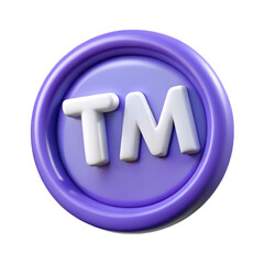 Purple trademark symbol icon represents intellectual property branding and business asset registration against background