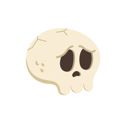 Fototapeta premium Funny cartoon Halloween sad skull. Vector human skull isolated on white background. Clipart for decoration, design element, sticker.
