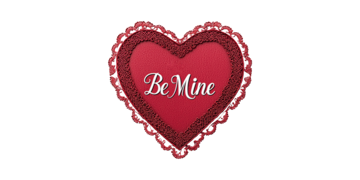 Heart-Shaped Valentine'S Day Card With Be Mine Text. Romantic Gesture And Love Expression Isolated On Transparent Background
