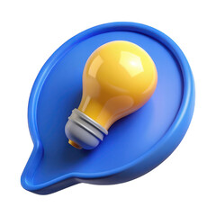 Fototapeta premium 3D Lightbulb inside blue speech bubble on transparent background