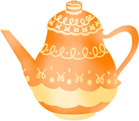 따뜻한 느낌의 주황색 차 주전자