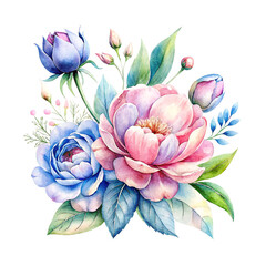 Fototapeta premium pink blue flowers detailed floral design intricate flower petals