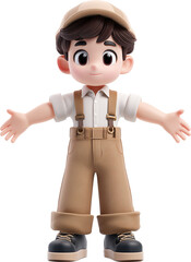 3D Cartoon Boy in White Hoodie Holding Movie Clapperboard