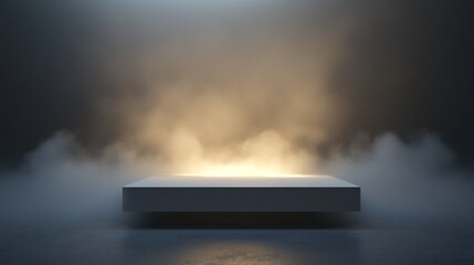 Ethereal Product Display Stand with Gentle Illumination and Misty Ambiance