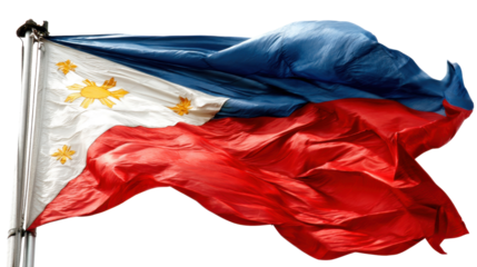 Flag of the Philippines: A vibrant and dynamic capture of the flag of the Philippines, rippling in the wind, its colors of blue, red, white, and golden yellow embodying the spirit of the nation.