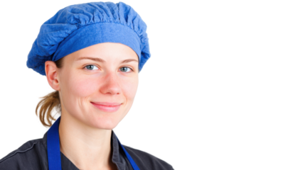 Culinary Confident: A focused culinary professional beams confidently, wearing an emblematic chef hat, ready to create delightful dishes and serve with expertise.