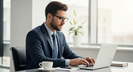 businessman working on laptop