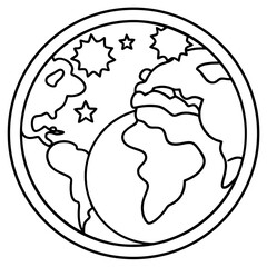 Eco Planet Minimalist Line Art Vector
