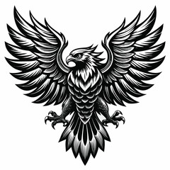 Obraz premium Majestic black and white eagle with wings spread wide