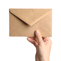 Fototapeta premium Minimalist Hand with Simple Brown Envelope – Isolated on Transparent Background