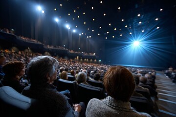 Busy auditorium filled with audience engaged in cinema experience