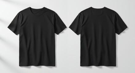 Black T-Shirts Displayed on Plain Background