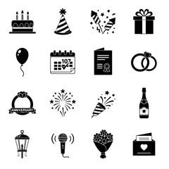 happy birthday icon set