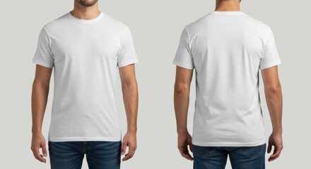 White T-Shirt with Front and Back Views on Display