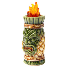 Tiki torch drink accessory, 4K sharp, white background
