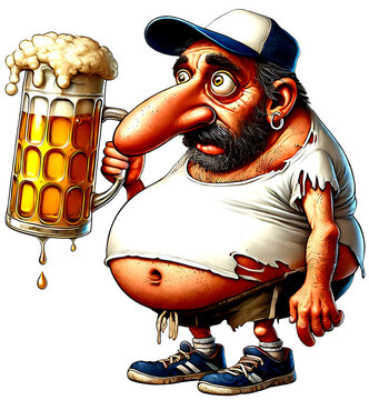 biertrinker, m&auml;nnchen, cartoon ,humor, cappy, lump, biergeniesser, brauer, brauerei, bierkrug, volksfest, bierzelt, lustig, witzig, &uuml;bertrieben