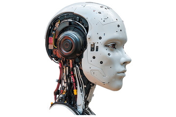 Portrait a modern artificial intelligence robot head high quality realistic image