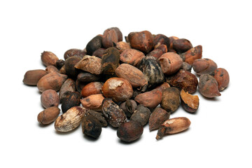 Poor quality baked peanuts isolated on white background, Roasted peanuts isolated on white background