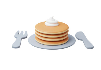 Isolated Stack Pancakes Butter Knife