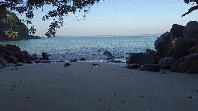 tropical sand beach seashore seaside coastline. Summer holiday vacation travel at sea