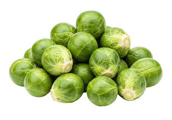 Isolated Pile of Fresh Green Brussels Sprouts