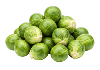 Isolated Pile of Fresh Green Brussels Sprouts