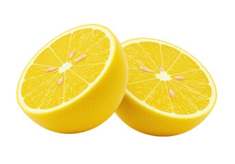 Isolated Two Halves of a Fresh Lemon - Citrus Fruit