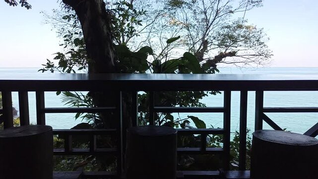 terrace balcony with tropical island sea ocean view. Summer seascape in Thailand.