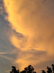 sunset sky with yellow clouds