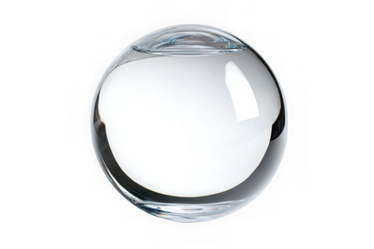 Clear glass sphere round ball orb globe minimalist design element graphic resource simple shape isolated on transparent background
