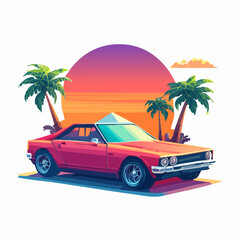 Obraz premium vintage car on the beach