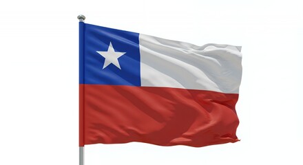 Chilean Flag Waves Proudly Against a Pristine White Sky