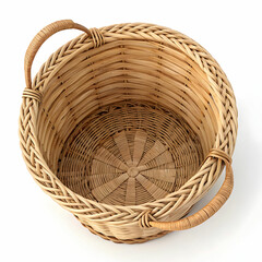 Fototapeta premium A straw basket is a woven container made from natural fibers, used for carrying,