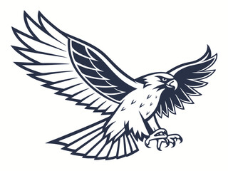 Obraz premium Powerful, stylized eagle logo design, ideal for a company or brand. A bold, black silhouette of an eagle's head and neck in a dynamic, stylized pose. 