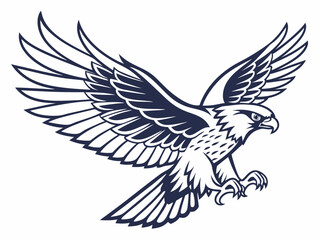 Obraz premium Powerful, stylized eagle logo design, ideal for a company or brand. A bold, black silhouette of an eagle's head and neck in a dynamic, stylized pose. 