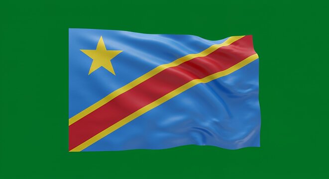 Democratic Republic of Congo Flag Waving on Green Screen
