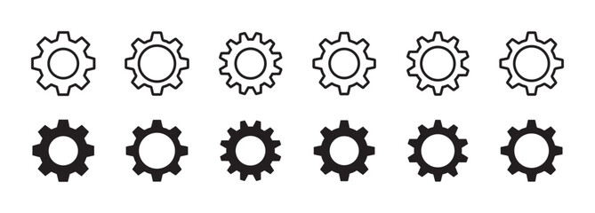 Gear setting icon set. Cog wheel icon. Gear wheel icon. Gear setting icon in outline and flat style , vector illustration . 