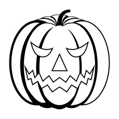 Halloween pumpkin icon, Halloween scary pumpkin with smile.