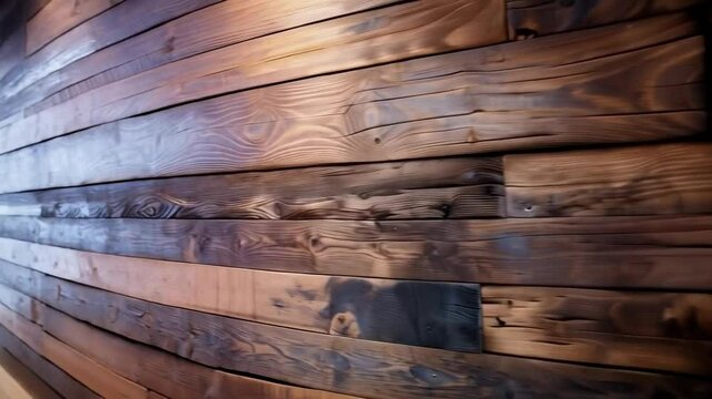 Burnt wood texture video showing details and patterns on the surface. Useful in design projects where natural and rough texture is required, as well as in advertising of furniture and finishing materi