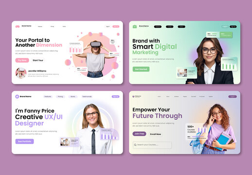 Modern Website Header UI Design Template For Landing Page