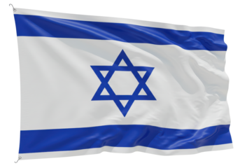 Isolated Waving Flag of Israel with Star of David