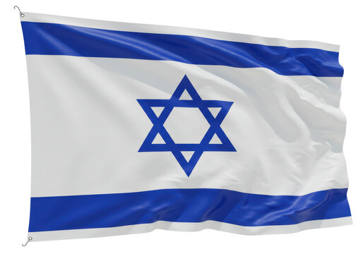 Isolated Waving Flag of Israel with Star of David