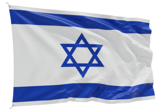 Isolated Waving Flag of Israel with Star of David