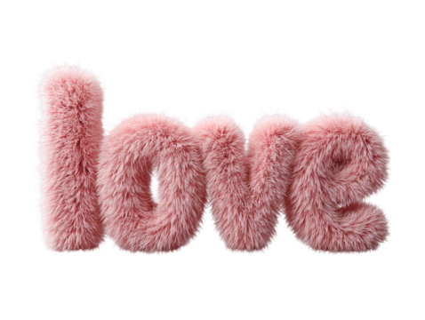 Captivating the essence of tenderness, fluffy pink letters spell out "love", a symbol of endearment and affection. 